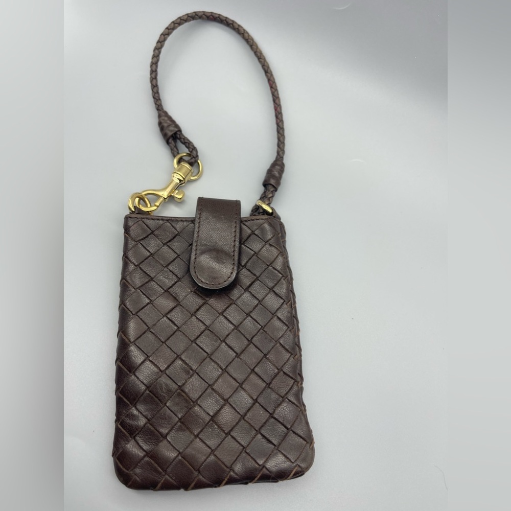 Bottega Veneta Intrecciato Leather Pouch, Brown, Preowned
